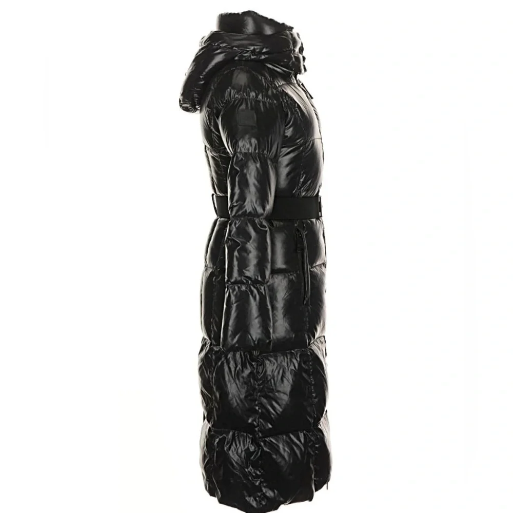 SAM. “Jet” Black Long Noho Hooded Puffer Coat Size Small - Picture 5 of 8